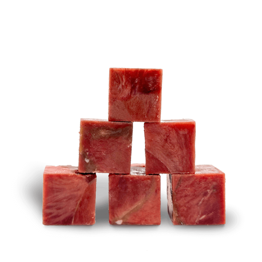 BARF Büffelherz, gefroren in Würfeln